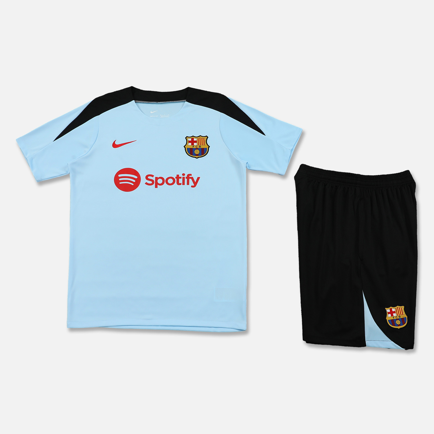 Barcelona 24-25 Short-Sleeve Training Set - Light Blue Top & Black Shorts - Unitedfutballjersey