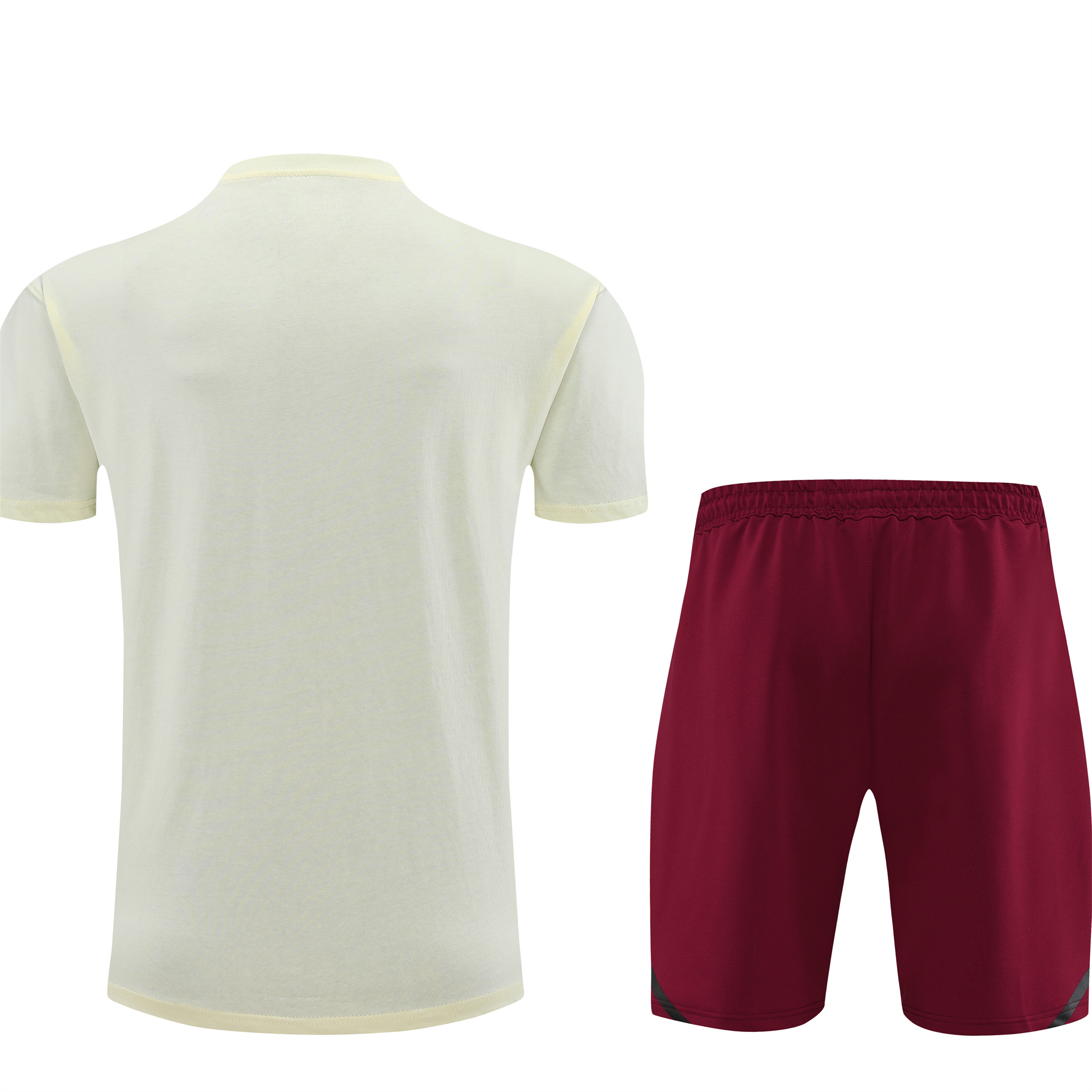 Manchester United 24-25 Short-Sleeve Training Set - Milky White Top & Red Shorts - Unitedfutballjersey