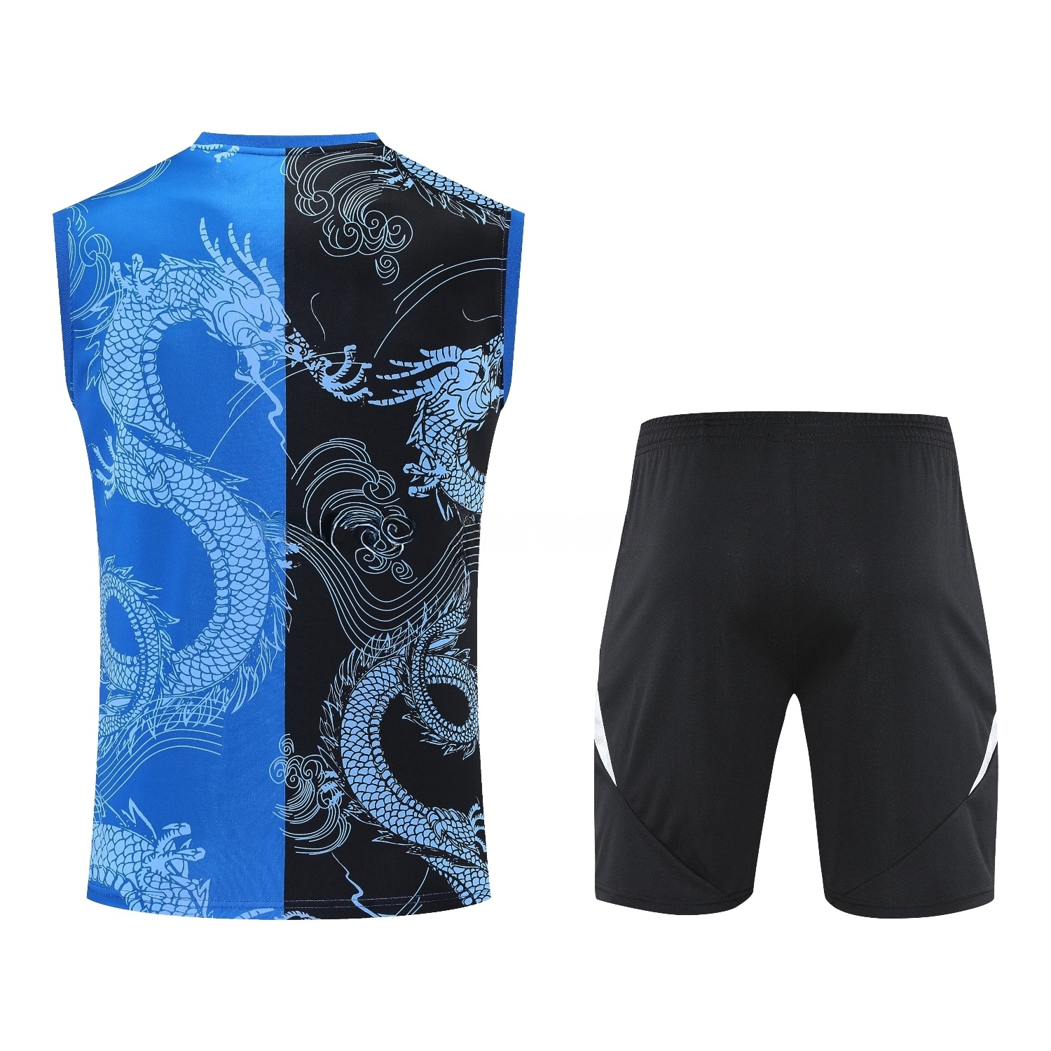 Real Madrid 25-26 Vest Training Set - Blue Black Dragon Vest & Black-White Shorts - Unitedfutballjersey