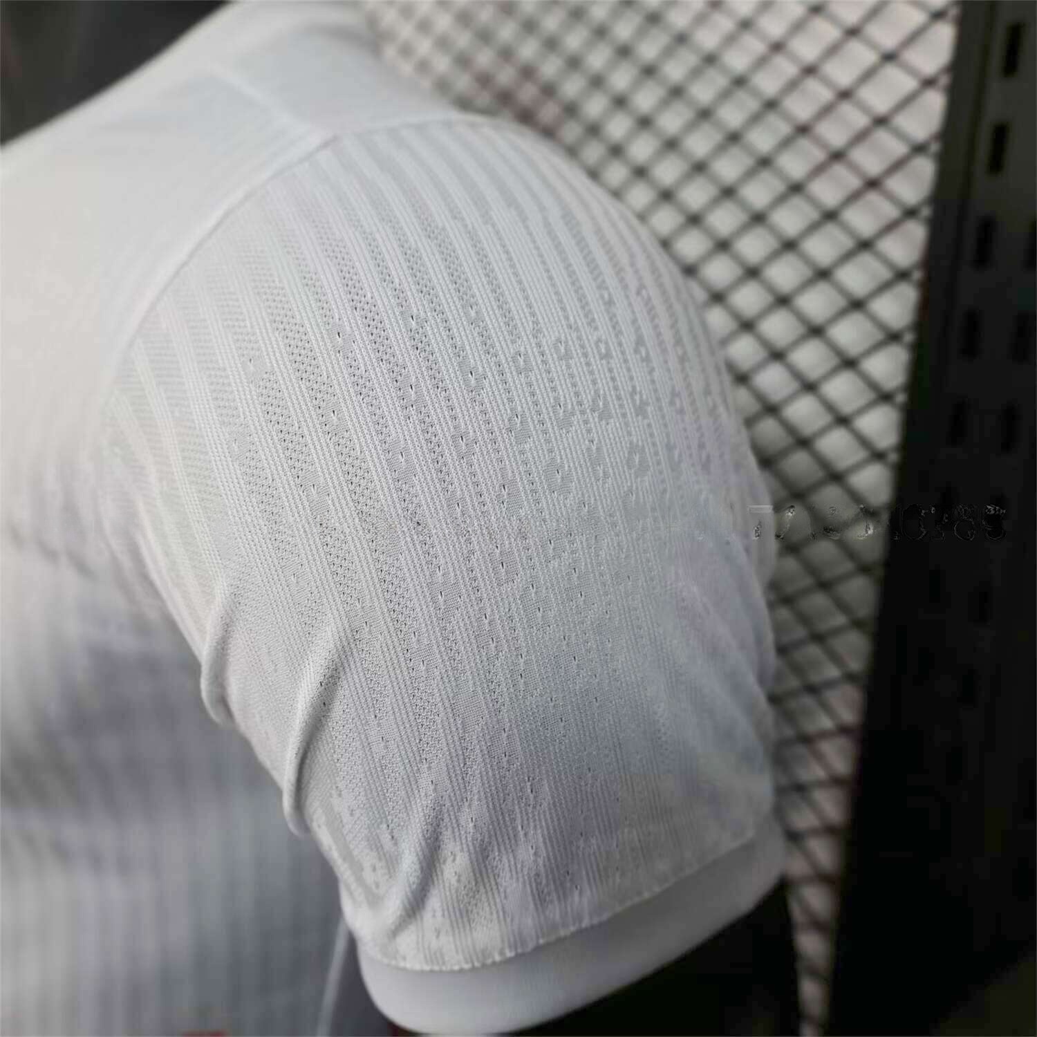 B.A.R.S.A 25-26 White Jersey with Red Blue Ink Horizontal Stripes Jersey - Player Version - Unitedfutballjersey