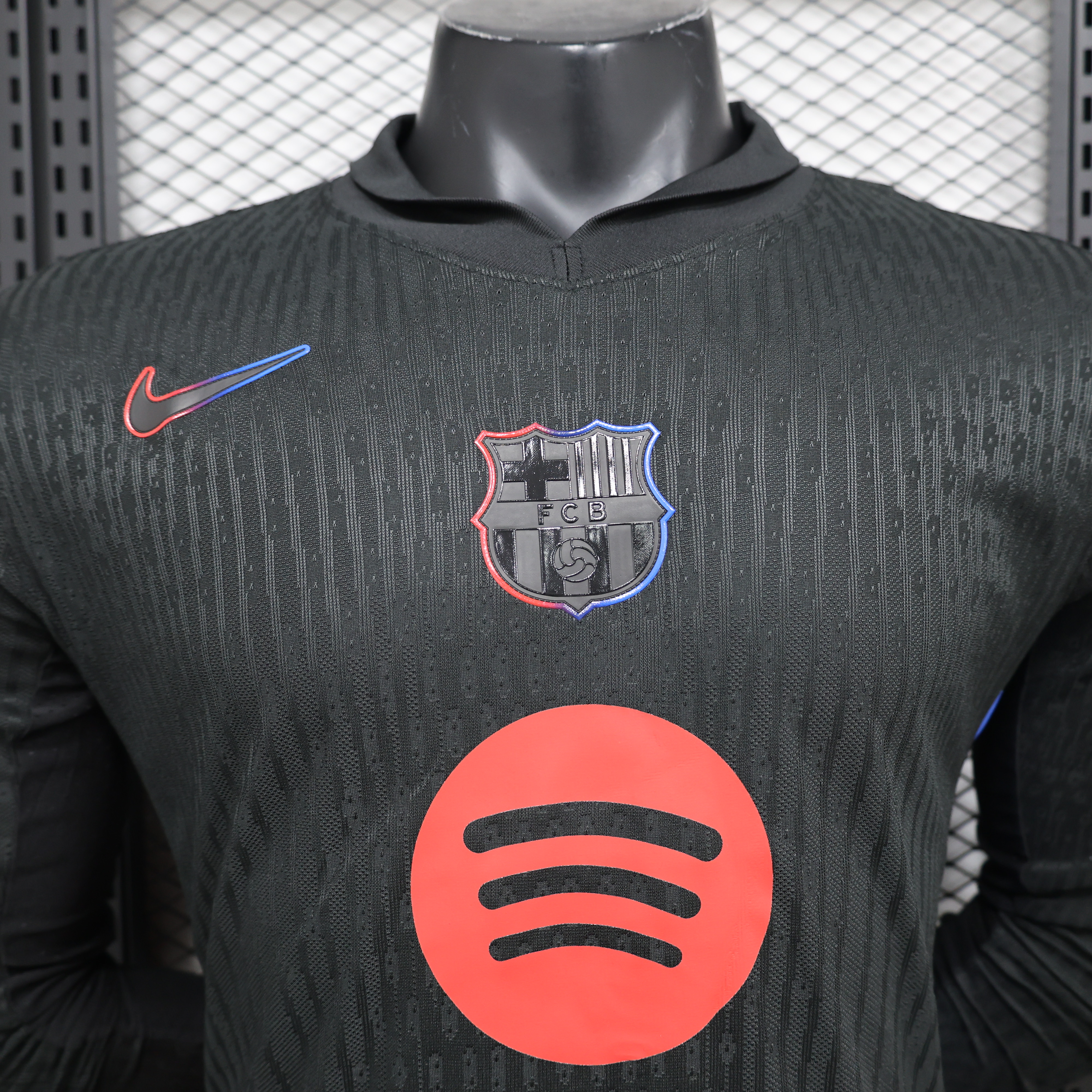 Barcelona 24-25 Away Long Sleeve Jersey with Big Logo - Player Version - Unitedfutballjersey