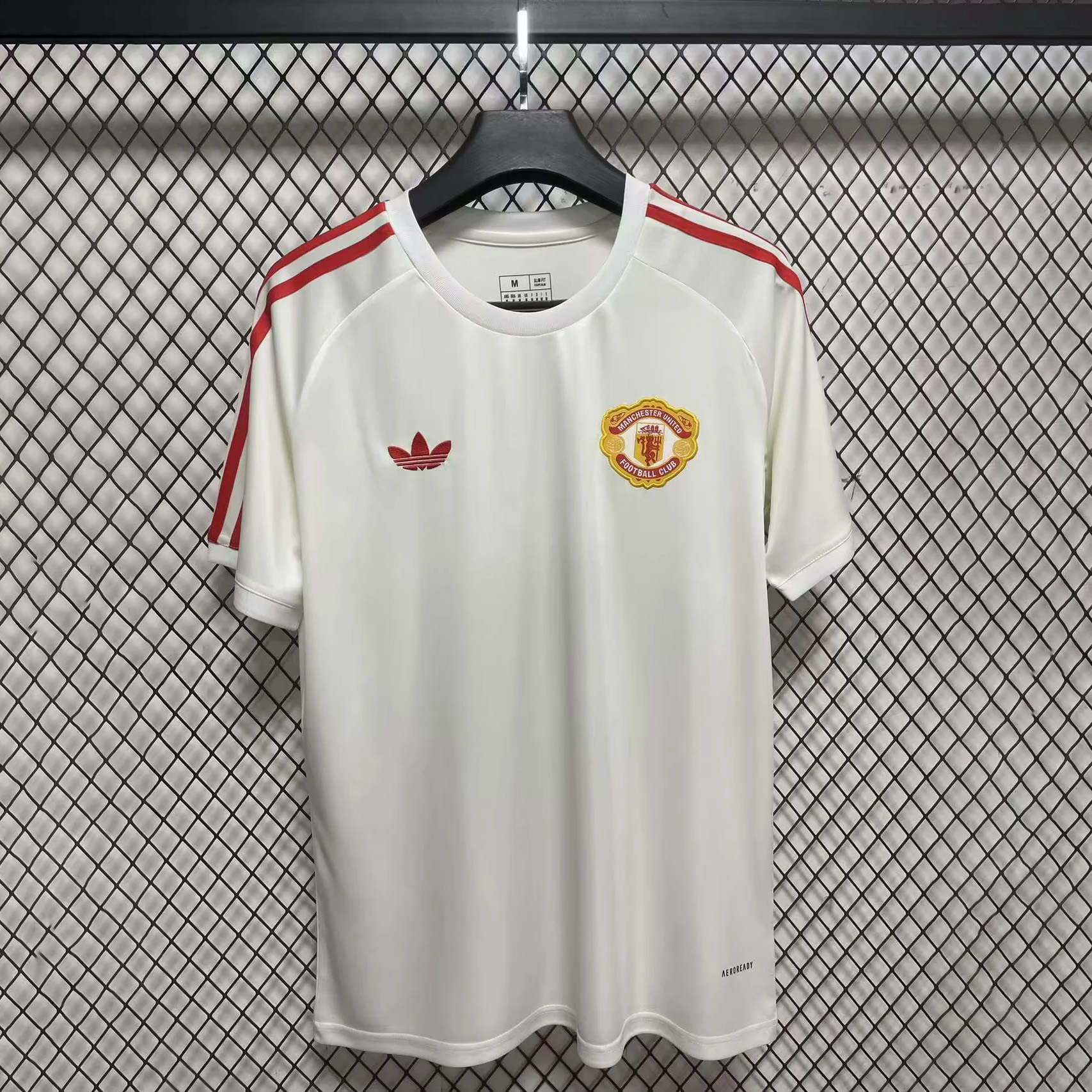 Manchester United 24-25 Vintage Trefoil White and Red Men's T-Shirt - Unitedfutballjersey