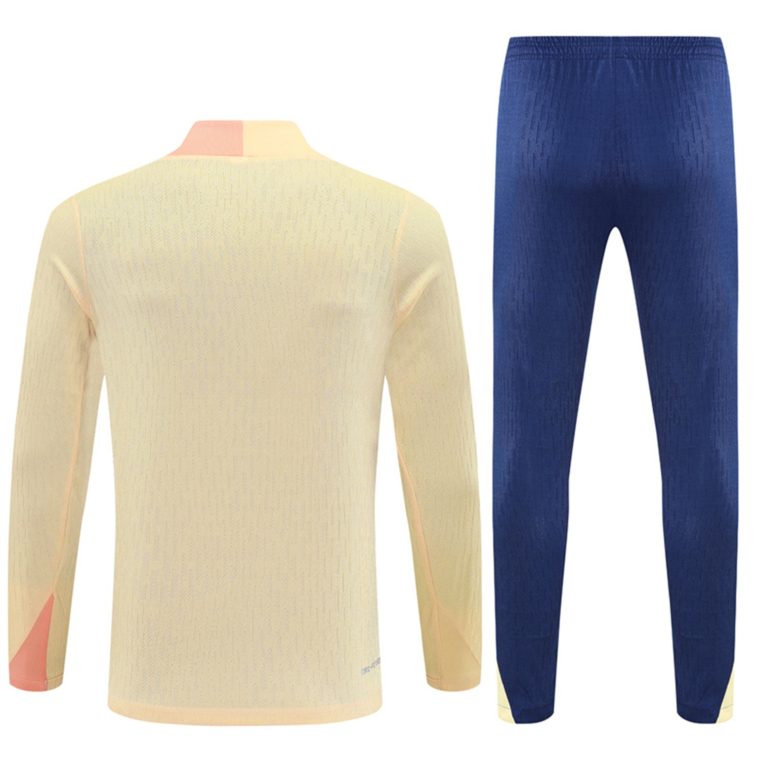 B.A.R.S.A 25-26 Long Sleeve Training Set - Player Version - Light Yellow Top and Blue Pants - Unitedfutballjersey