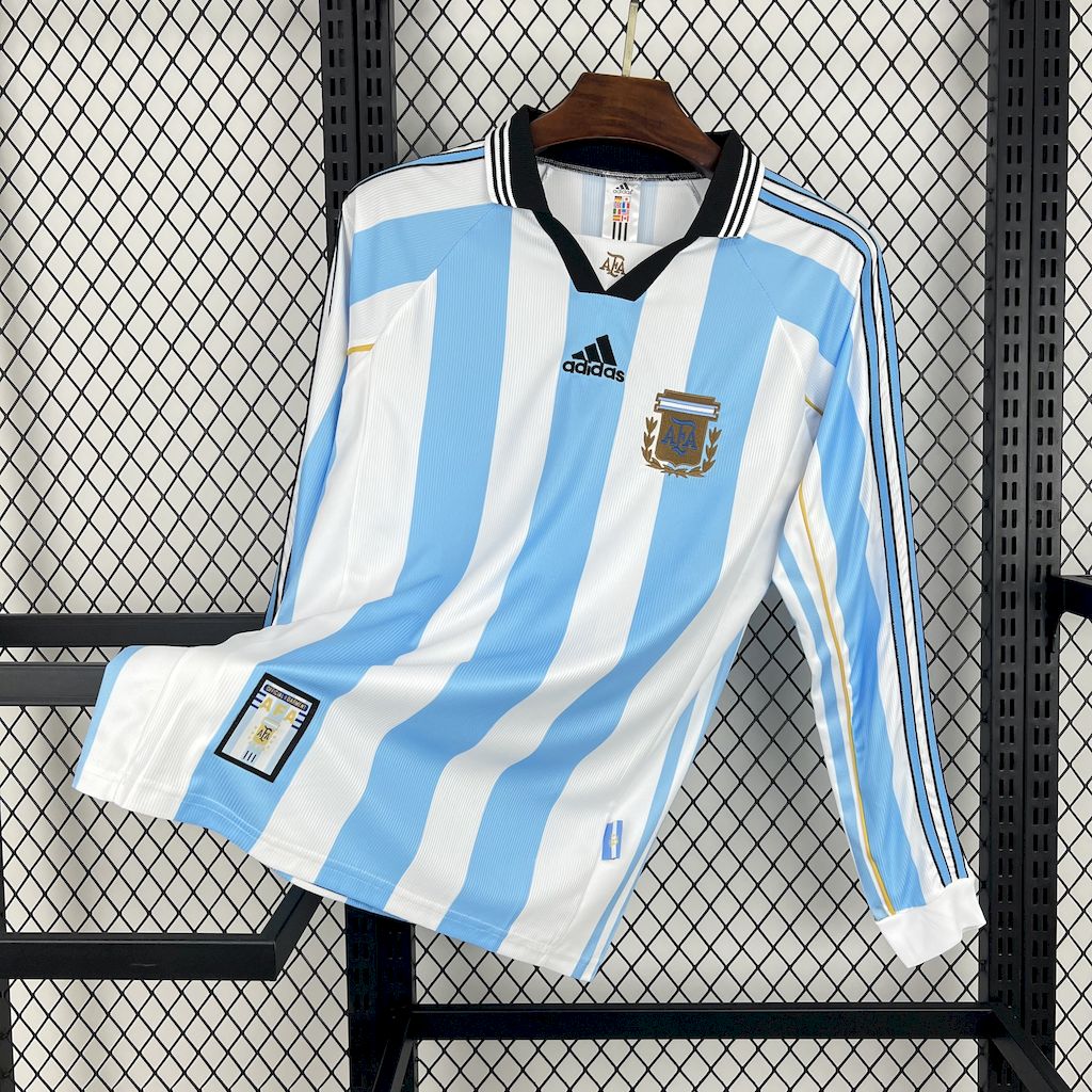 Retro Argentina 1998 Home Long Sleeves Jersey - Unitedfutballjersey