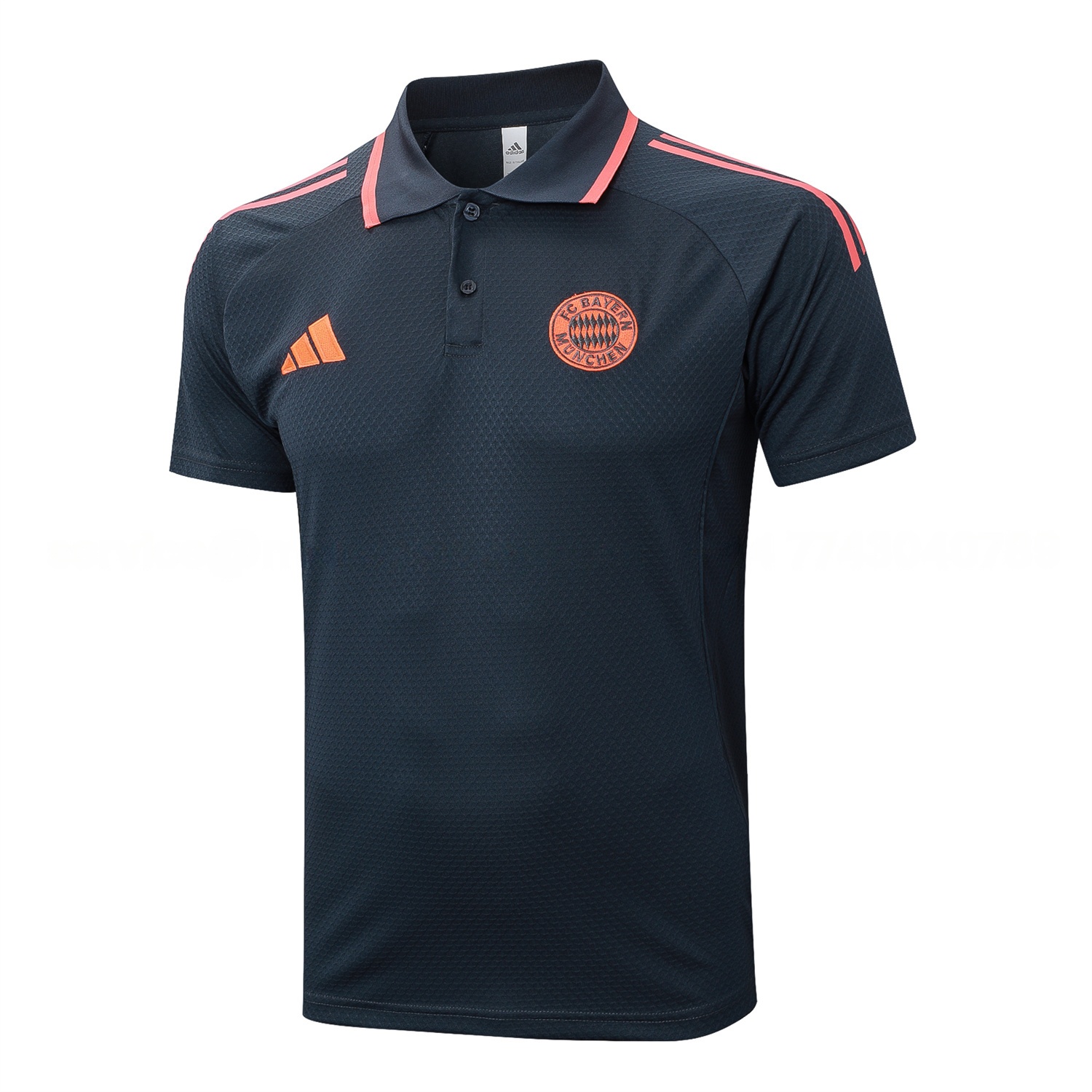 Bayern Munich 25-26 POLO Short-Sleeve Training Set - Deep Grey Top and Pants with Orange Badge - Unitedfutballjersey
