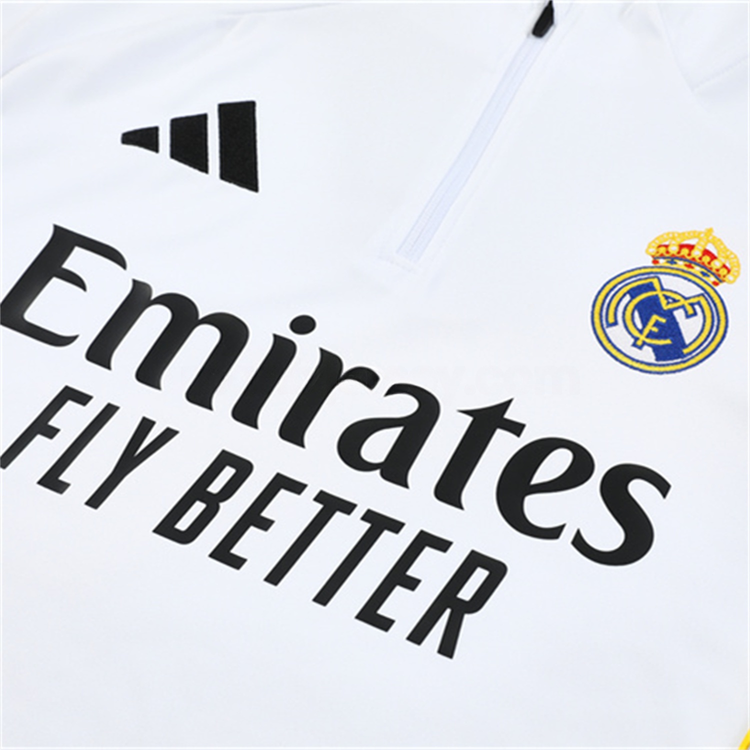 Real Madrid 25-26 Long Sleeve Training Set - Yellow Line White Top and Black Shorts - Unitedfutballjersey