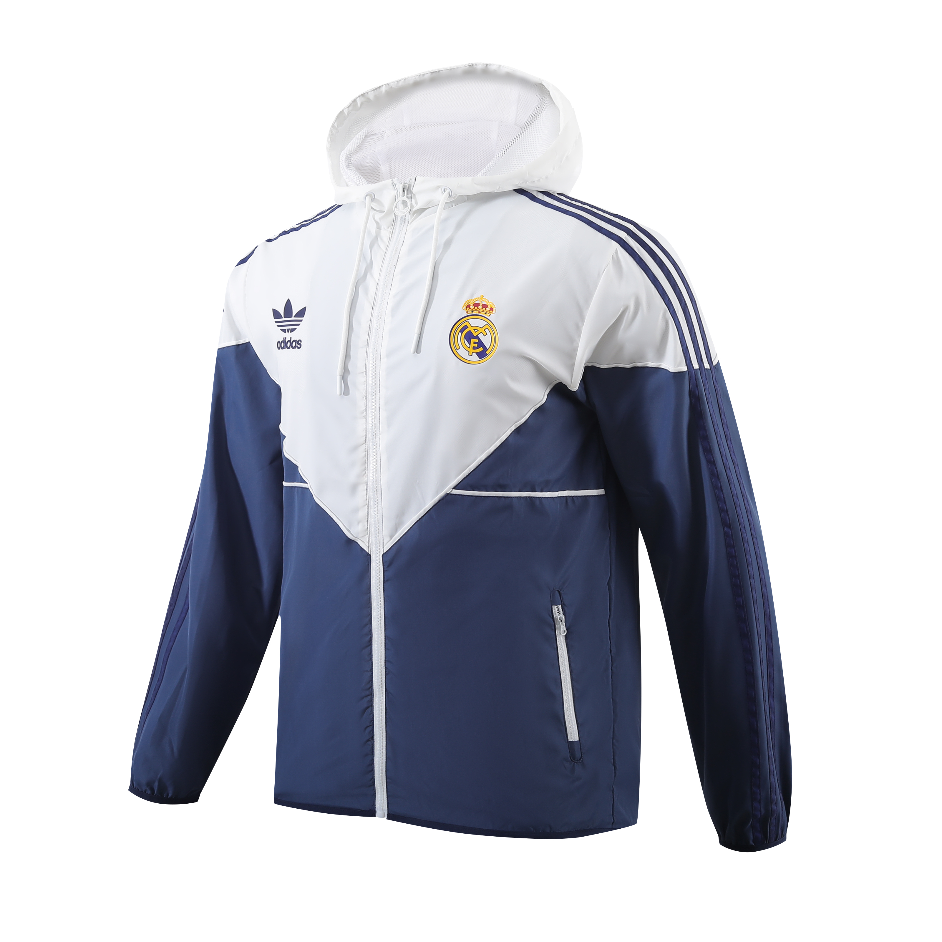 Real Madrid 24-25 White Hooded Windbreaker - Player Version - Unitedfutballjersey