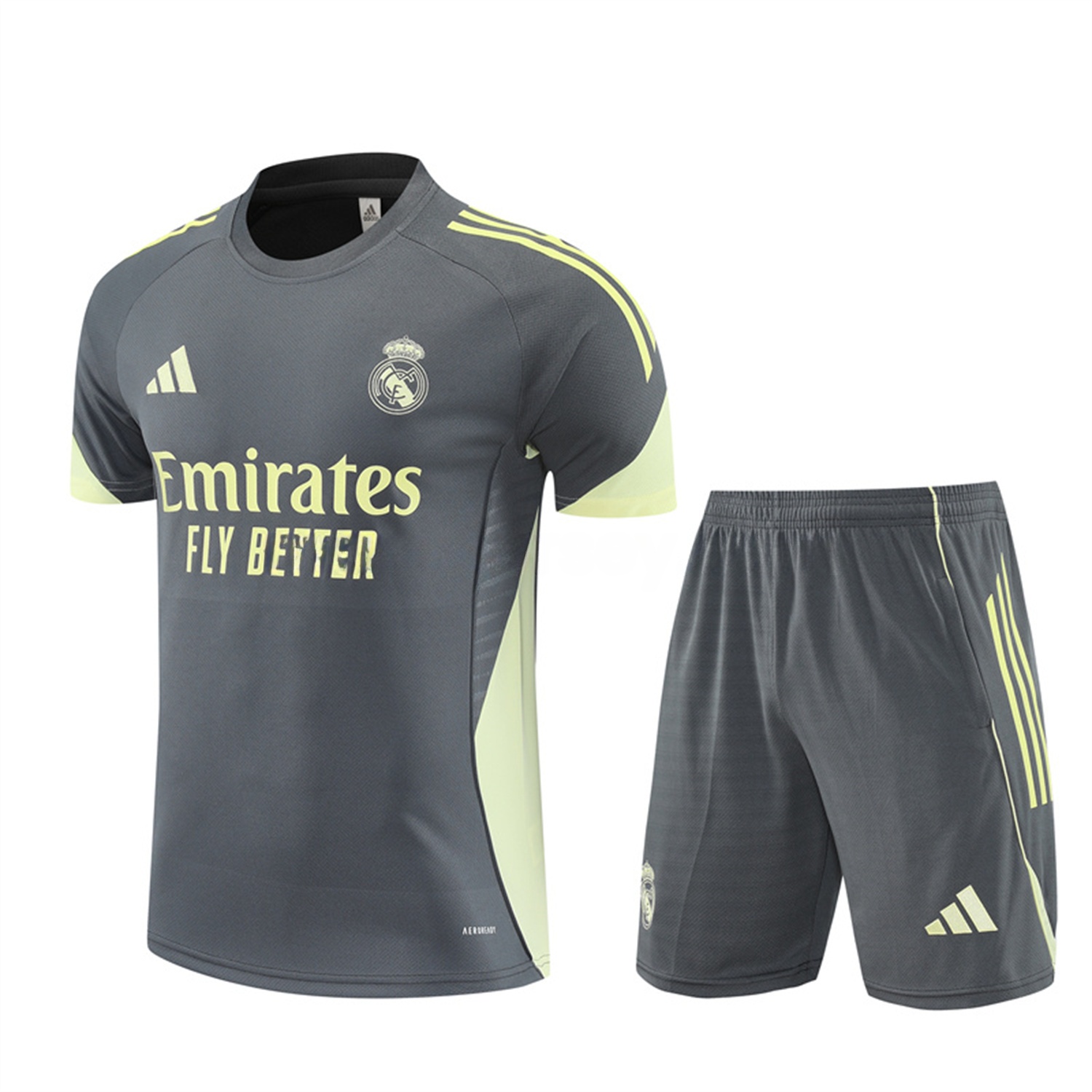Real Madrid 25-26 Short-Sleeve Training Set - Deep Grey Top and Shorts - Unitedfutballjersey