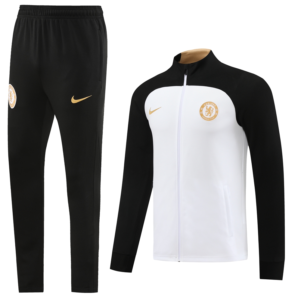 Che 23-24 Jacket Training Tracksuit - Black and White - Unitedfutballjersey