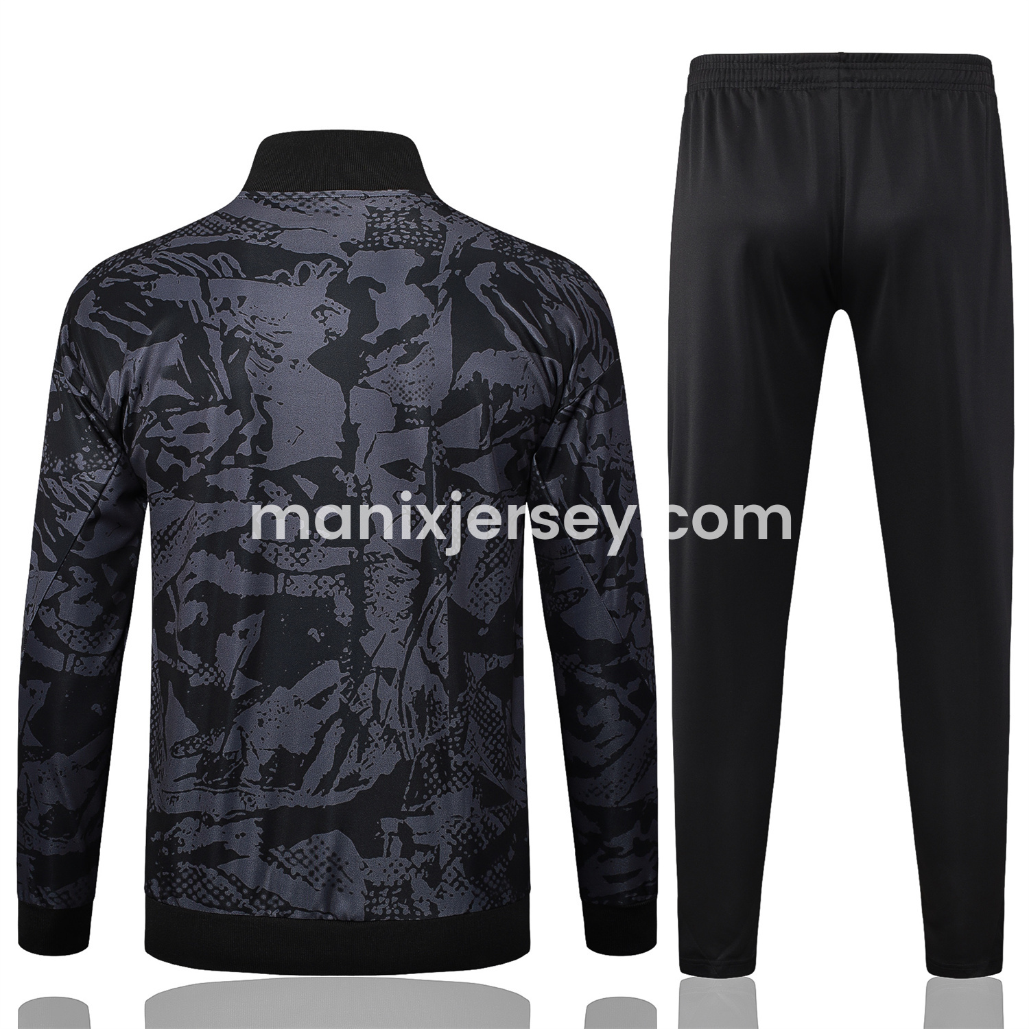 Corinthians 25-26 Jacket Training Tracksuit - Black and Gray Pattern Jackets & Black Pants - Unitedfutballjersey