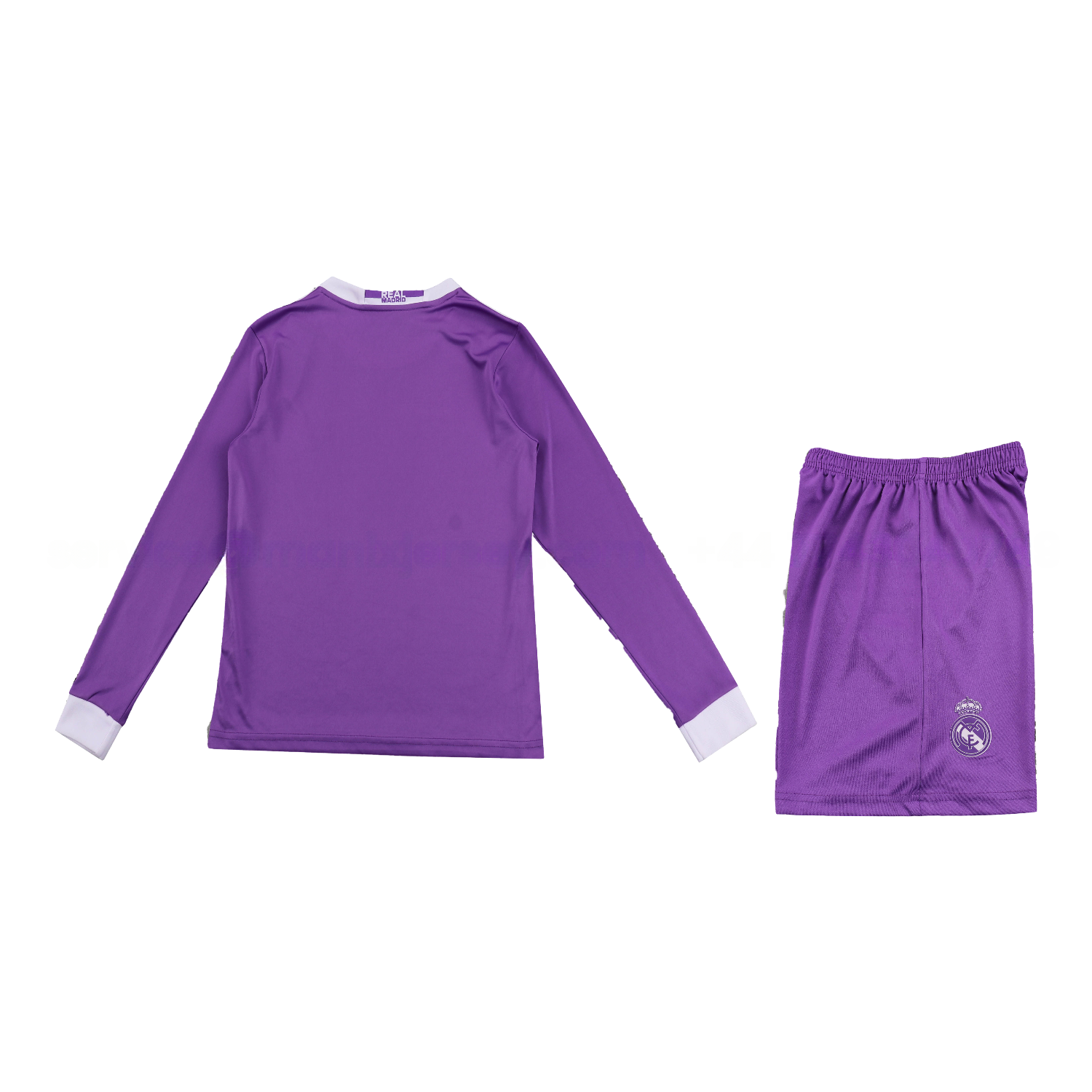 Retro Real Madrid 16-17 Away Purple Long Sleeves Kids Kit - Unitedfutballjersey