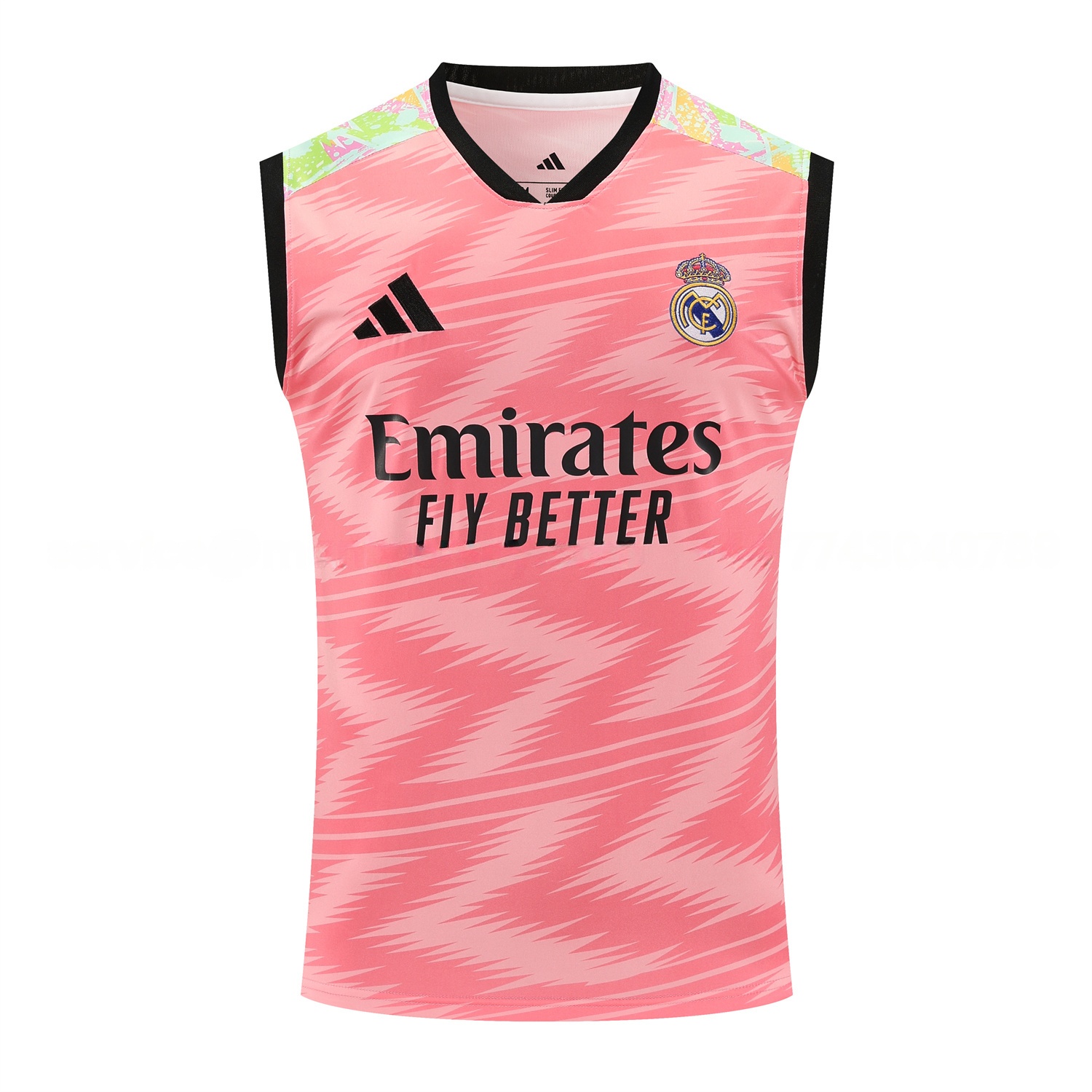 Real Madrid 25-26 Vest Training Set - Pink Arrow Pattern Vest & Black Shorts - Unitedfutballjersey