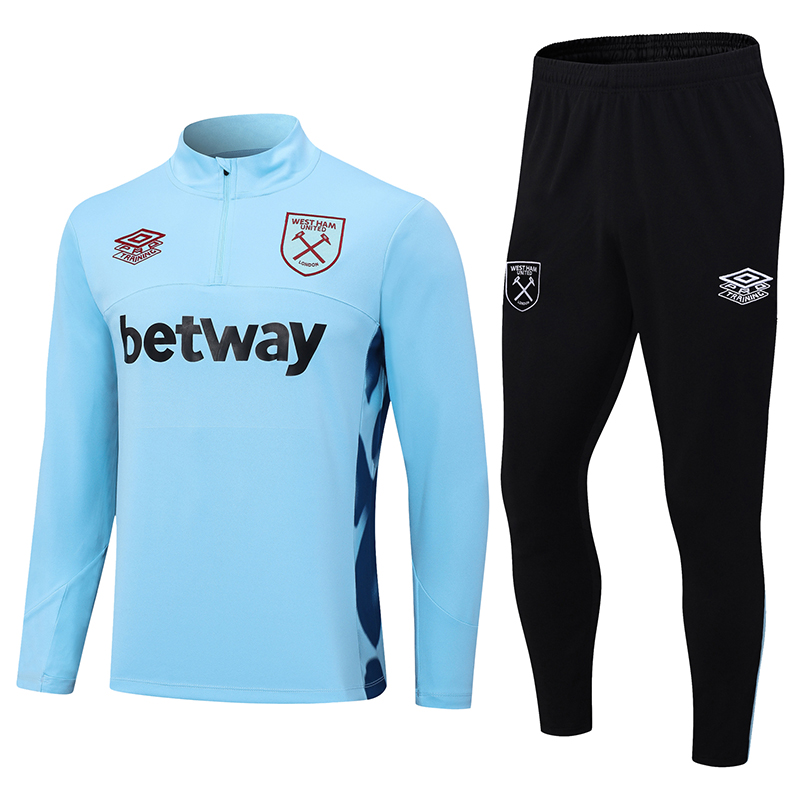 West Ham United 23-24 Long Sleeve Training Set -Light Blue - Unitedfutballjersey