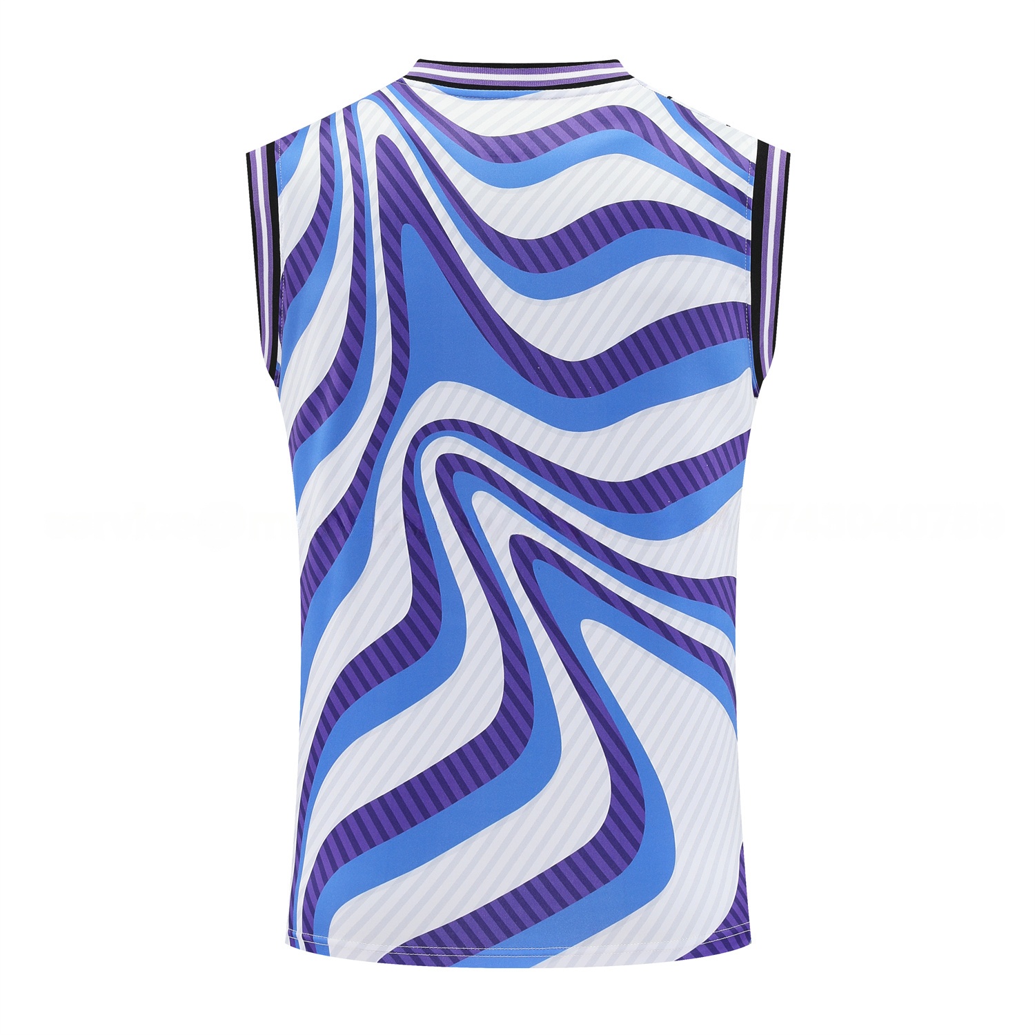 Real Madrid 25-26 Vest Training Set - Blue Purple Curve Pattern Vest & Black Shorts - Unitedfutballjersey