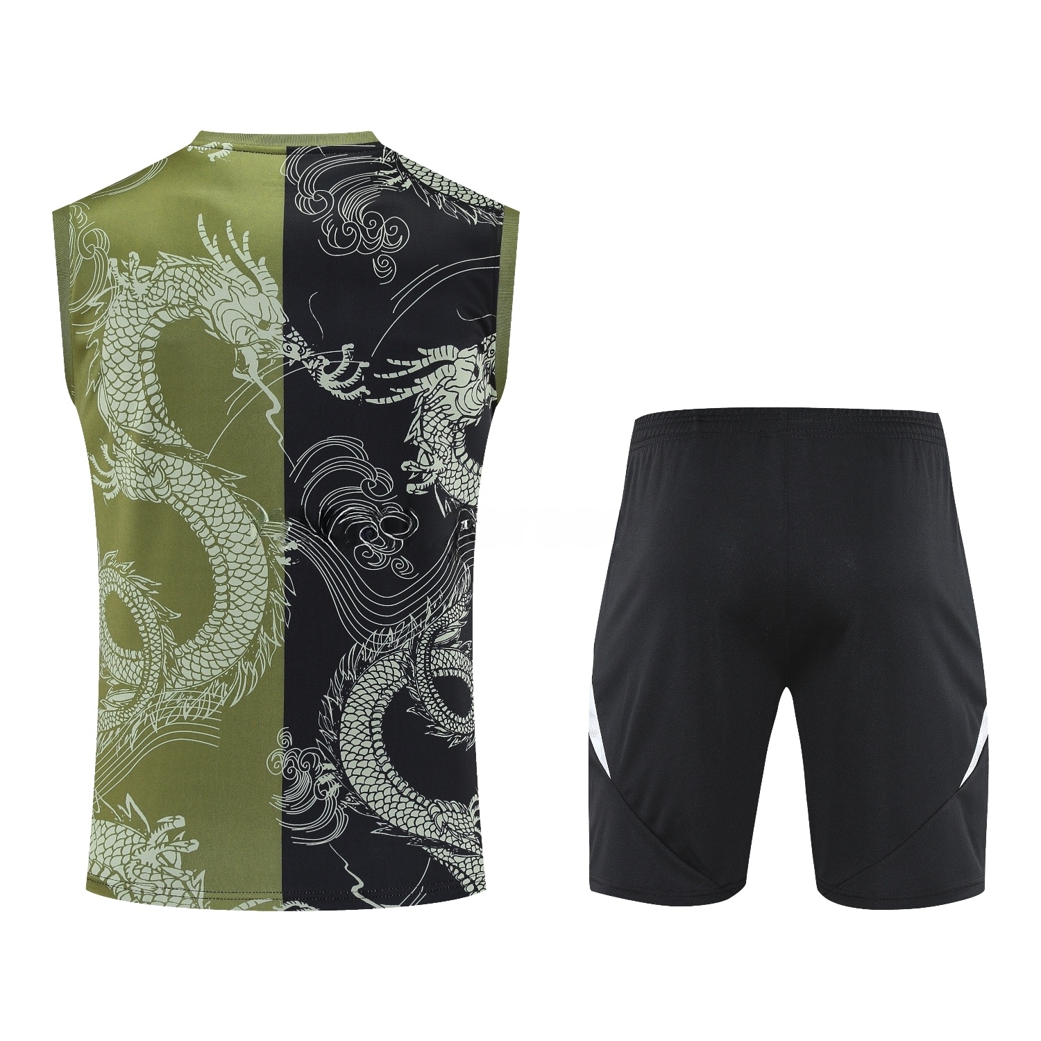 Real Madrid 25-26 Vest Training Set - Green-Black Dragon Vest & Black-White Shorts - Unitedfutballjersey