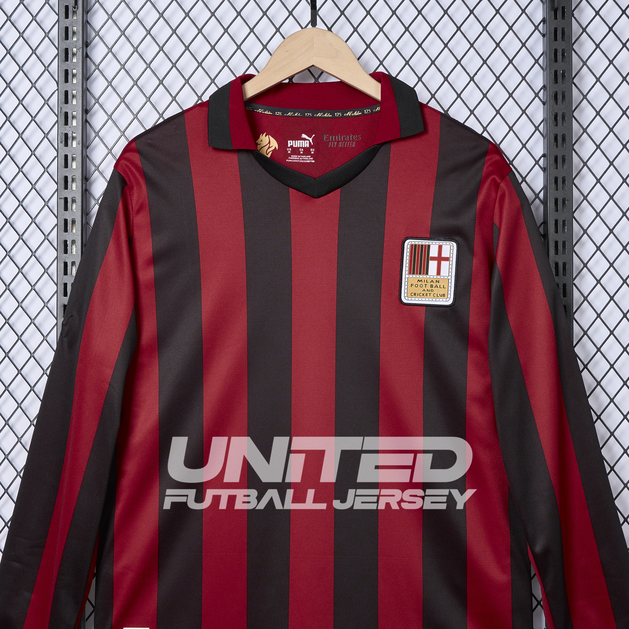 AC Milan 24-25 125th Anniversary Long Sleeves Red Jersey - Fans Version - Unitedfutballjersey