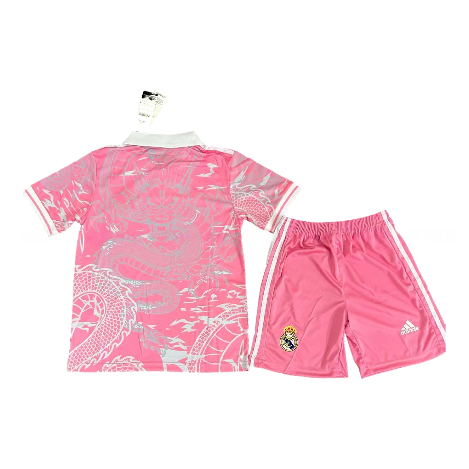 Real Madrid 25-26 White Dragon Pink Special Polo Kids Kit - Unitedfutballjersey