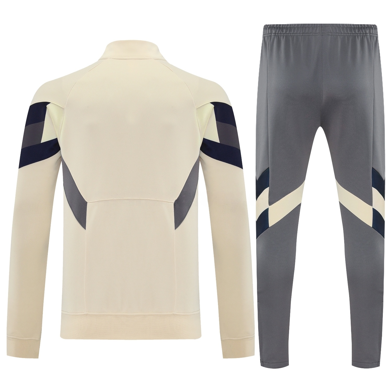 Real Madrid 25-26 Throwback Jacket Training Tracksuit - Off-white Jackets & Grey Pants - Unitedfutballjersey