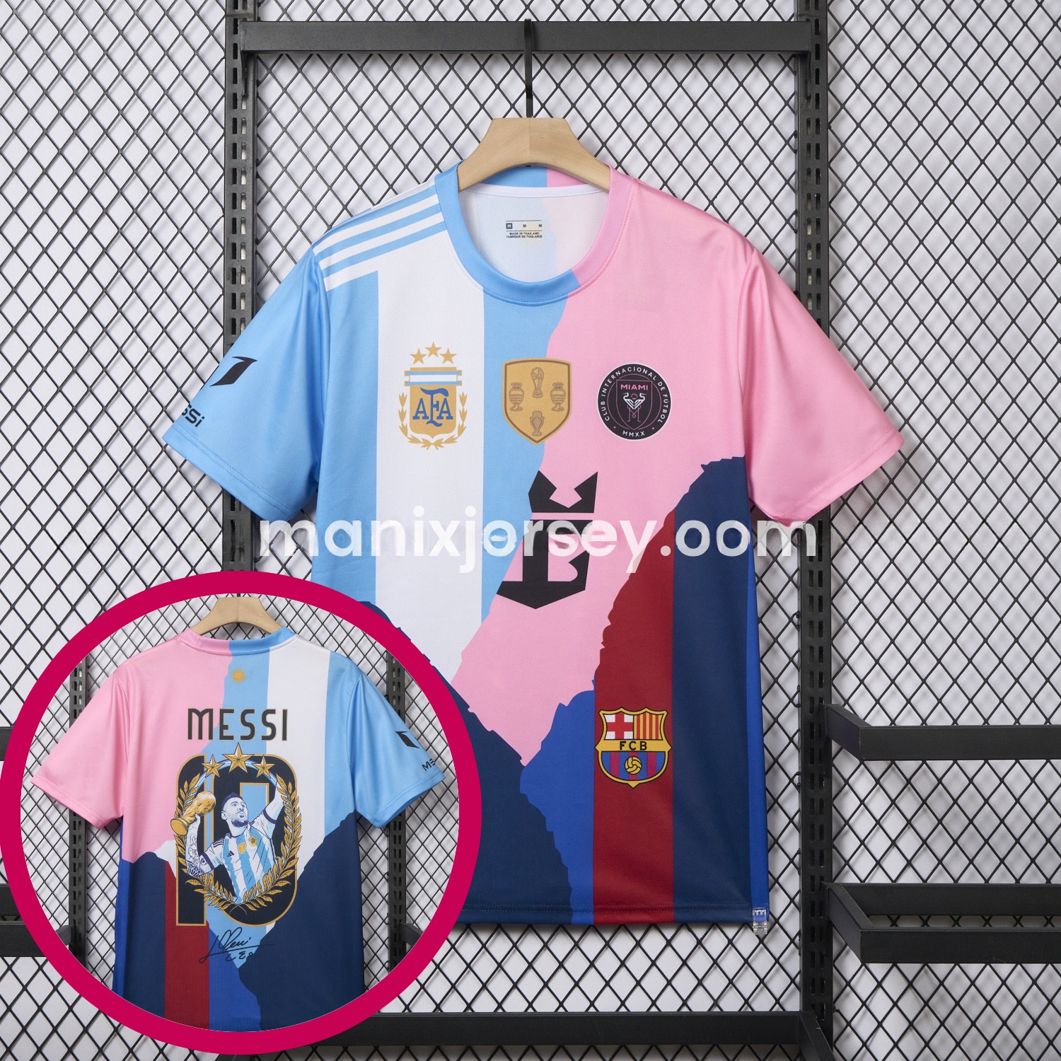 Messi Career Commemorative Jersey - Fans Version - Argentina INT M.A.M Barcelona - with 10 Special Font - Unitedfutballjersey