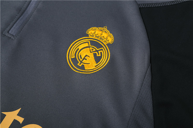 Real Madrid 23-24 Kids Long Sleeve Training Set Dark Grey - Unitedfutballjersey