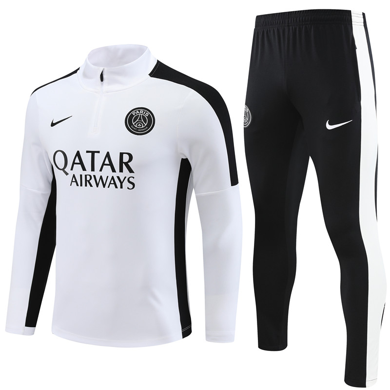 Paris Saint-Germain PSG 23-24 Kids Long Sleeve Training Set White - Unitedfutballjersey