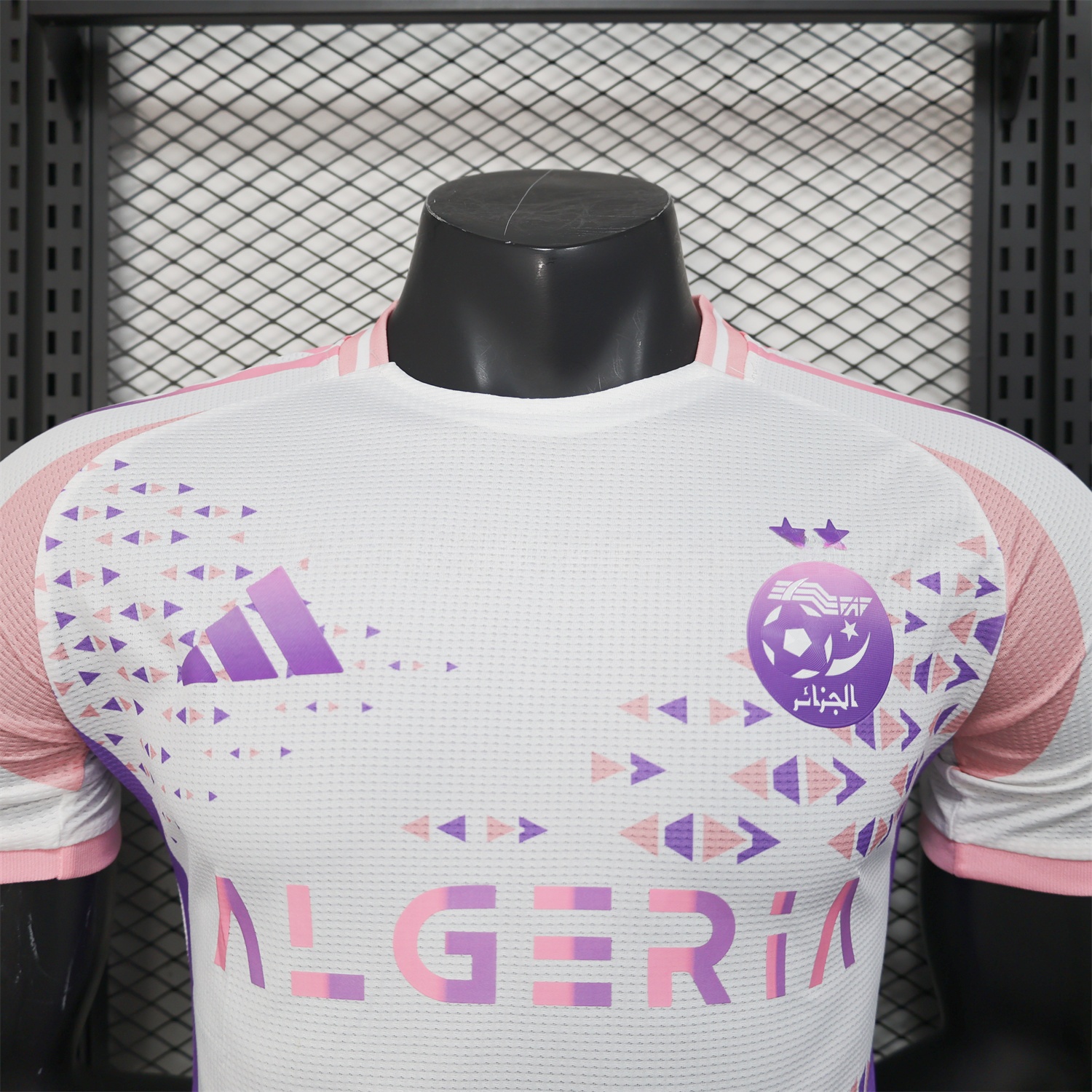 Algeria 25-26 Pink and Purple Triangle Pattern Black Jersey - Player Version - Unitedfutballjersey