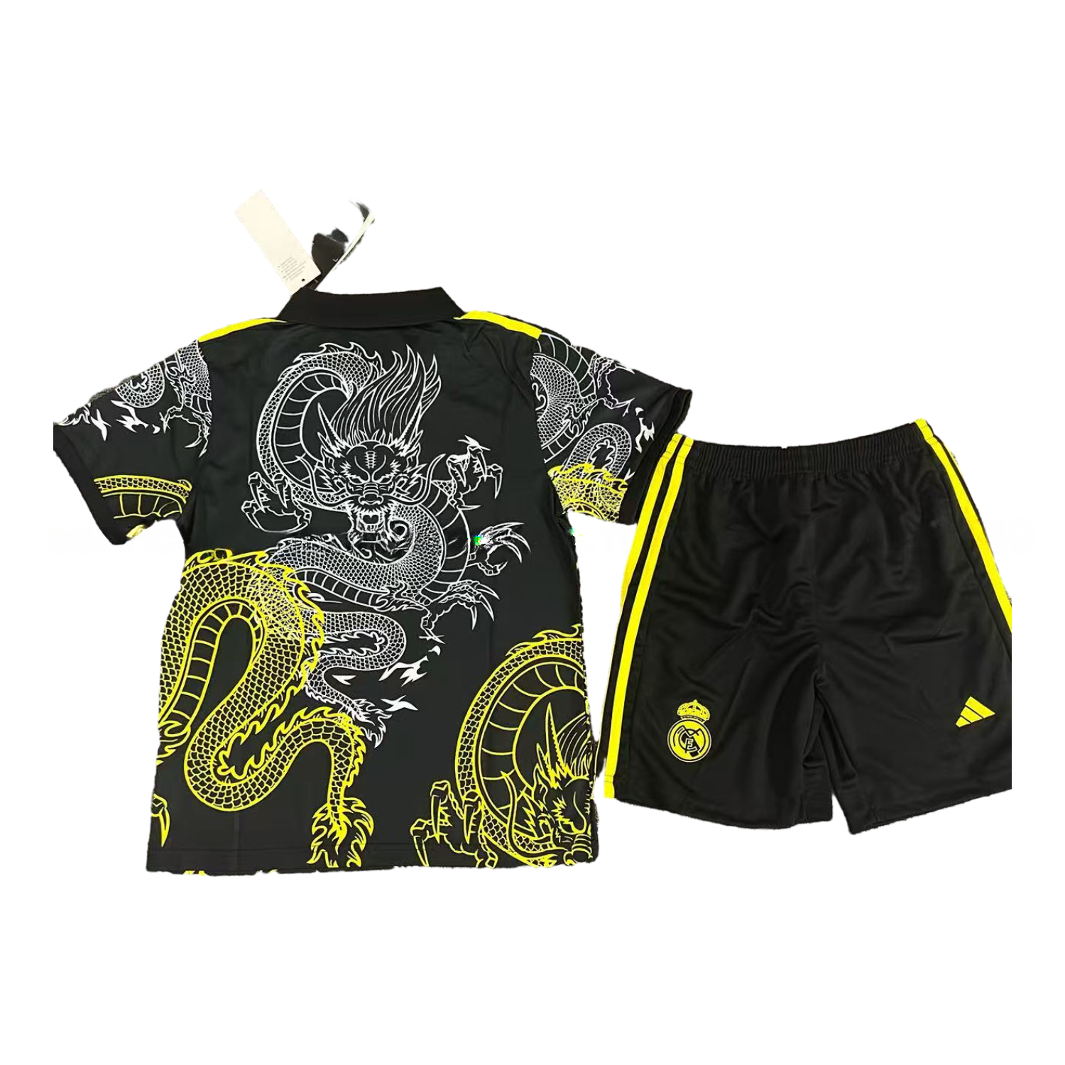 Real Madrid 25-26 Yellow And White Dragon Black Special Kids Kit - Unitedfutballjersey