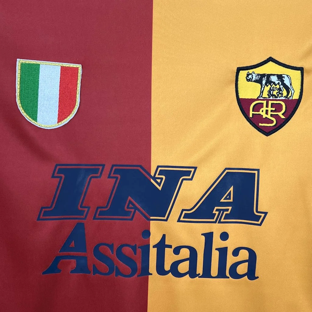 Retro Roma 2001-02 Home Long Sleeves Jersey - Unitedfutballjersey