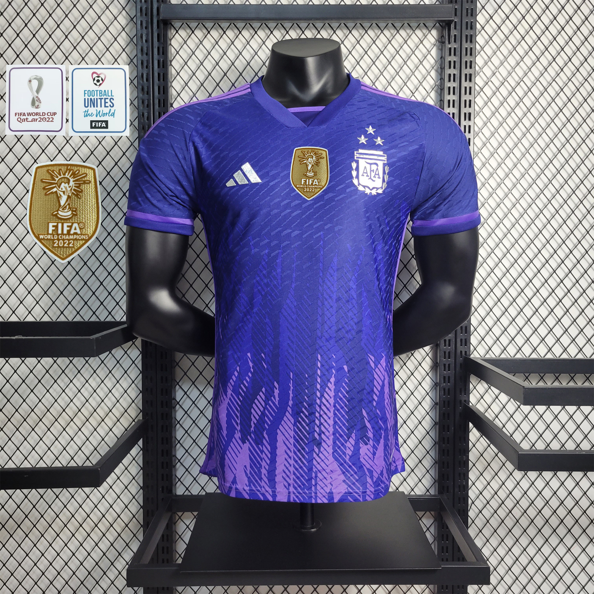 Argentina 3 Stars 22-23 Home Stadium Jersey - Player Version ( with 2022 World Champions Patch ) - Unitedfutballjersey