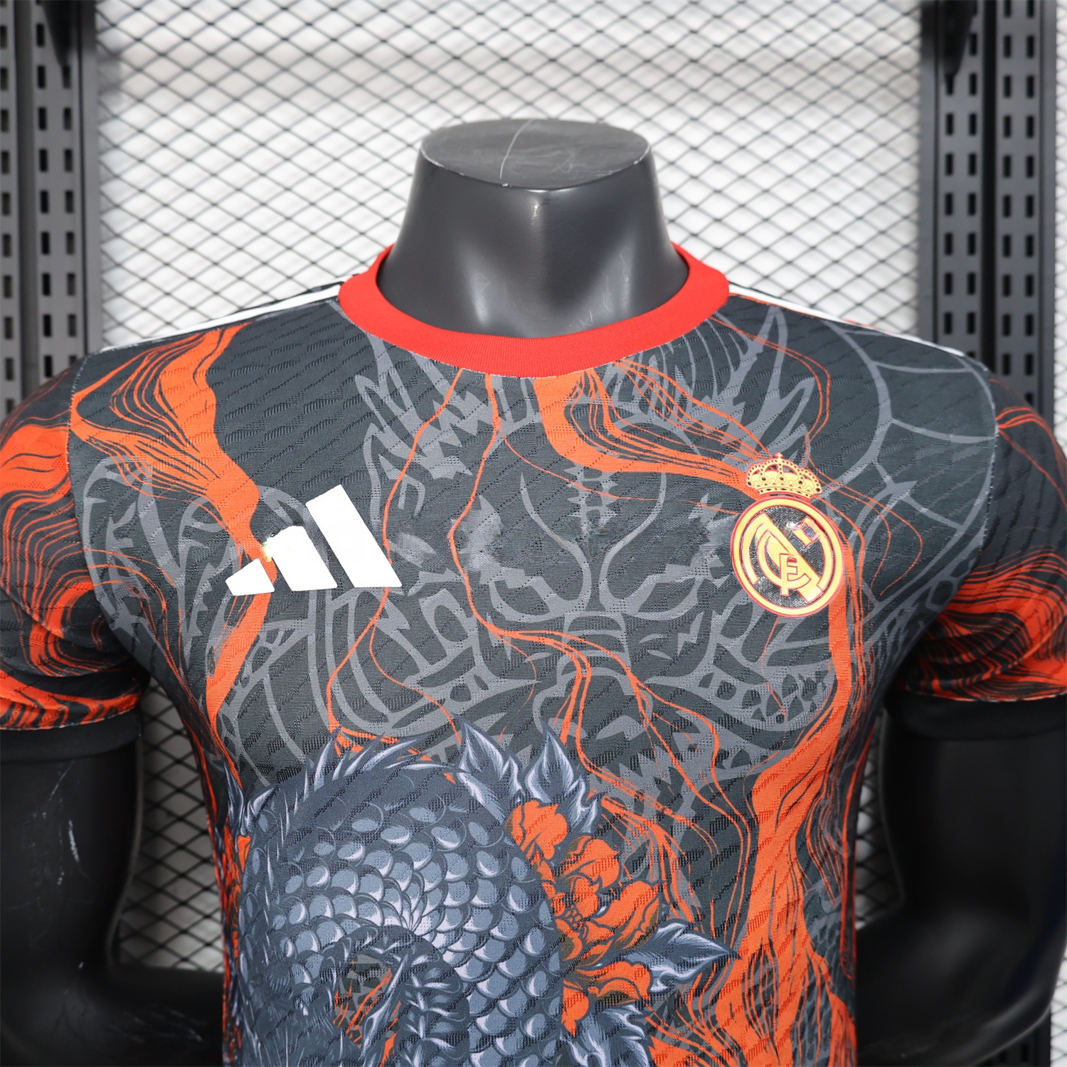 Real Madrid 25-26 Grey Chinese Loong and Red Fire Black Jersey - Player Version - Unitedfutballjersey