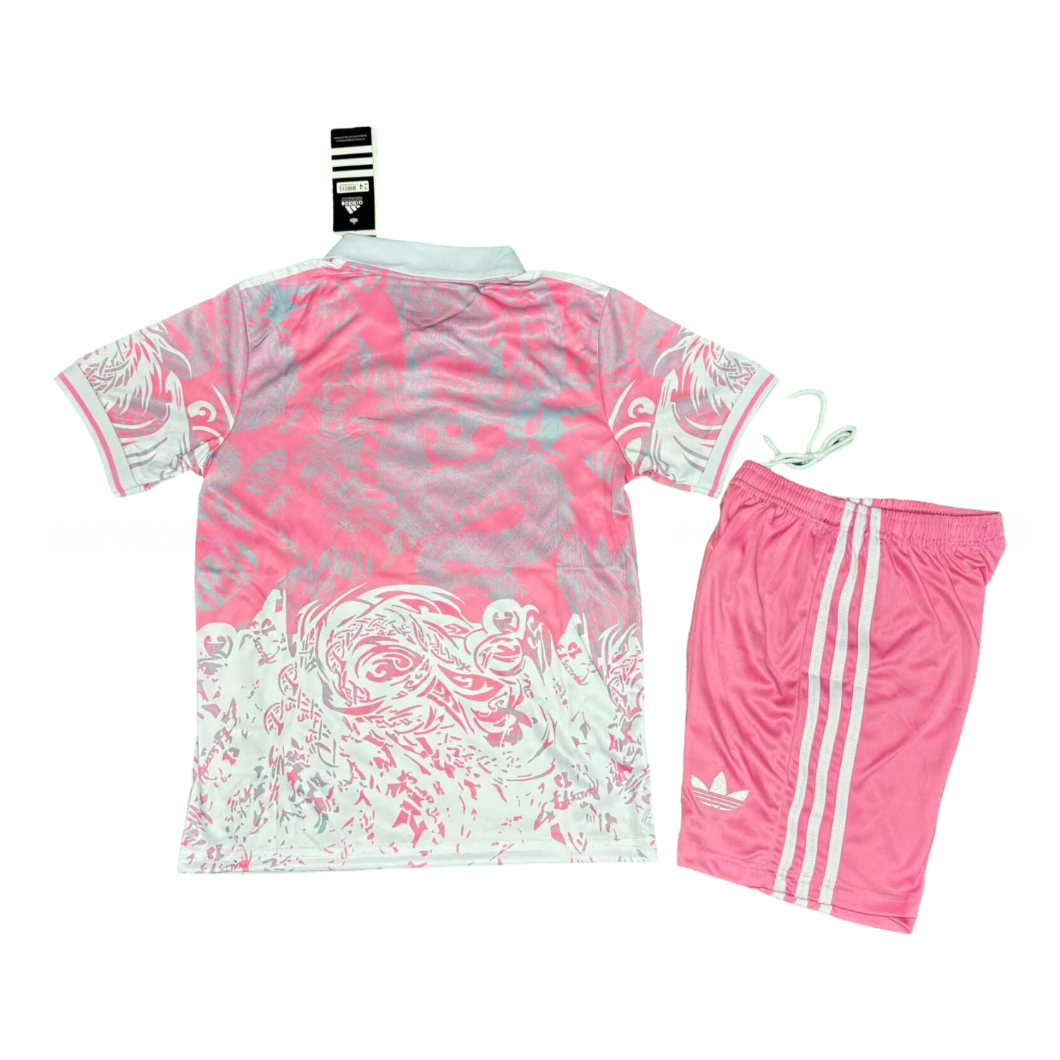 Real Madrid 25-26 White Fire Dragon Pink Special Polo Kids Kit - Unitedfutballjersey