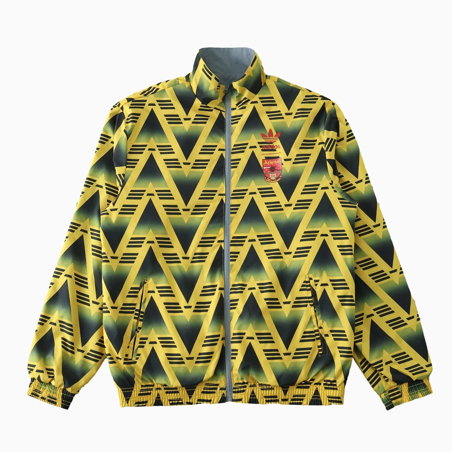 Retro Arsenal 1991-93 Away Double Sided Reversible Windbreaker - Yellow & Grey - Unitedfutballjersey