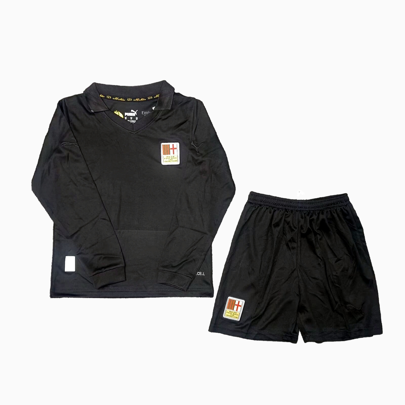 AC Milan 24-25 125th Anniversary Black GK Long Sleeves Kids Kit - Unitedfutballjersey