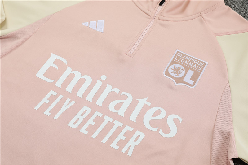 Lyon 23-24 Kids Long Sleeve Training Set Light Pink - Unitedfutballjersey