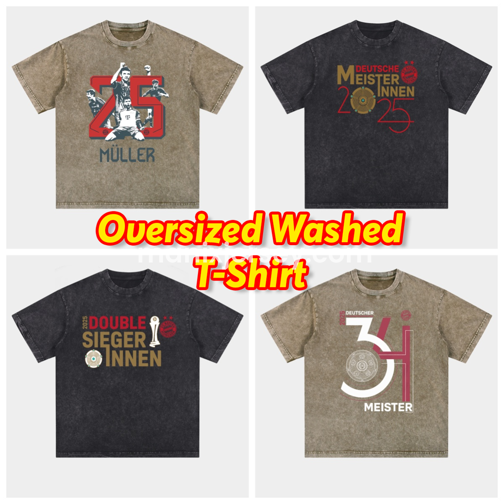 Bayern Munich Bundesliga Champions Deutscher Meister 2025 Oversized Washed T-Shirt - Unitedfutballjersey