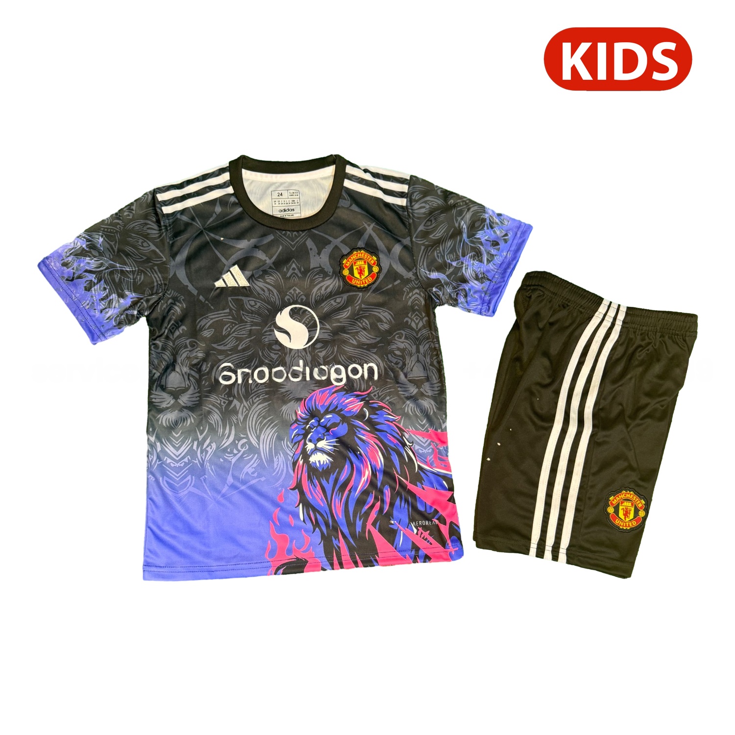 Manchester United 25-26 Purple Lion Black Special Kids Kit - Unitedfutballjersey