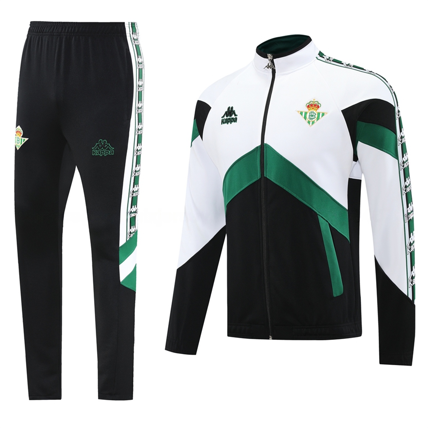Real Betis 25-26 Jacket Training Tracksuit - Green White Black Throwback Jackets & Black Pants - Unitedfutballjersey