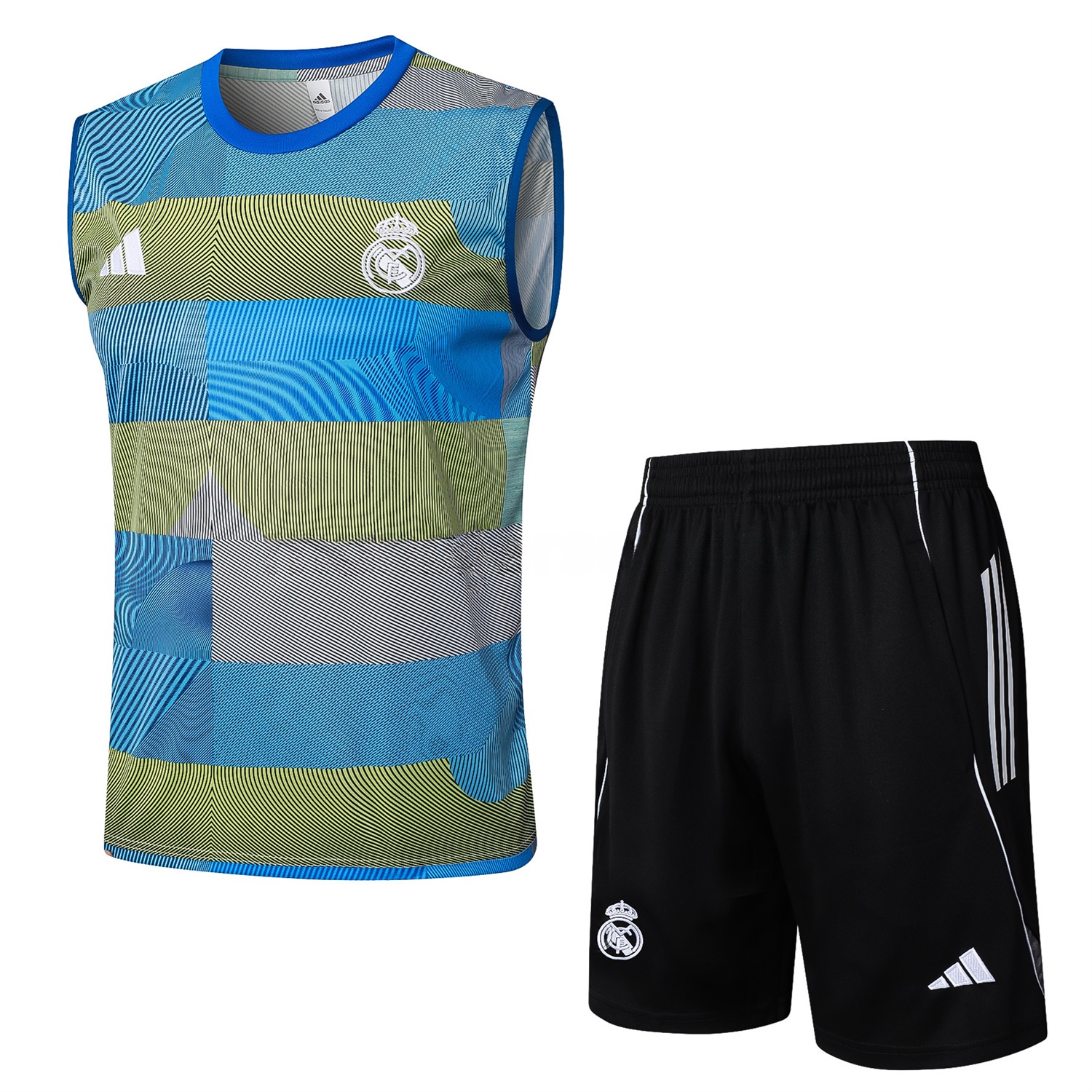 Real Madrid 25-26 Vest Training Set - Blue-Gray Camouflage Vest and Black Shorts - Unitedfutballjersey