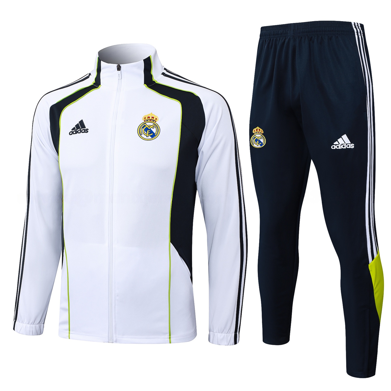 Real Madrid 25-26 Jacket Training Tracksuit - White Throwback Jackets & Black Pants - Unitedfutballjersey