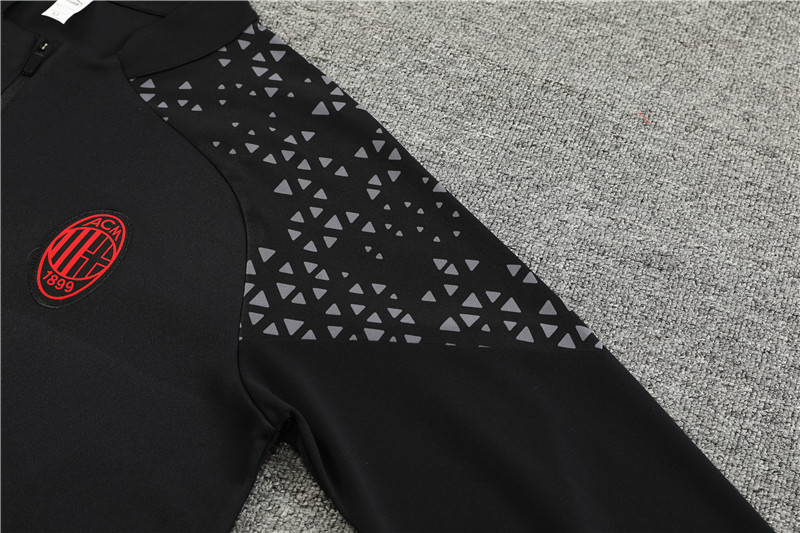 AC Milan 23-24 Long Sleeve Training Set -Black and Red - Unitedfutballjersey