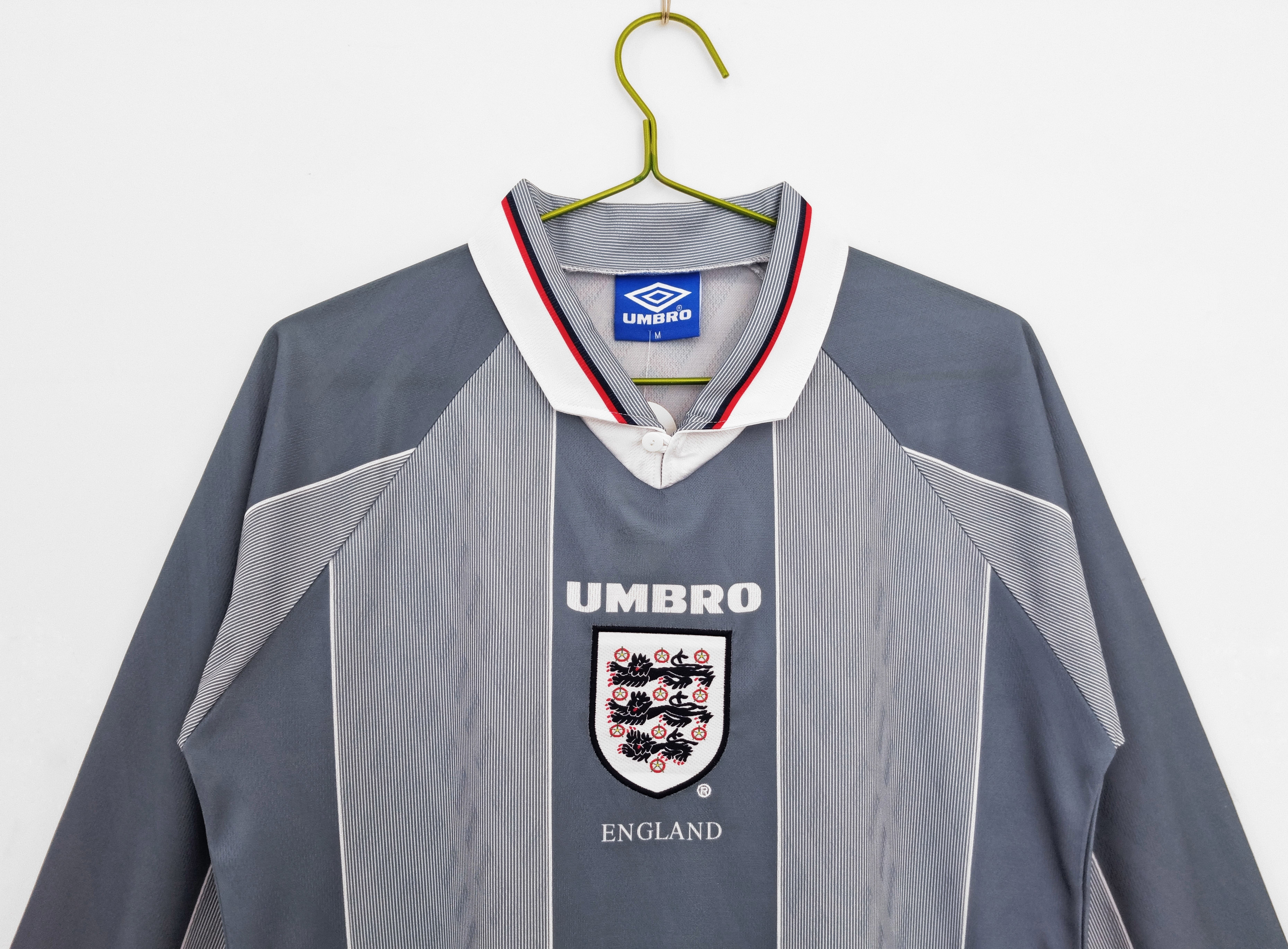 Retro England 1996 Away Stadium Long Sleeve Jersey - Unitedfutballjersey