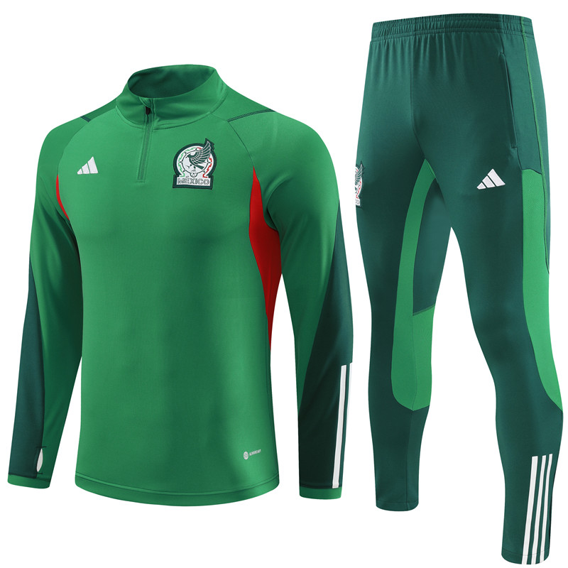 Mexico 23-24 Kids Long Sleeve Training Set Green - Unitedfutballjersey