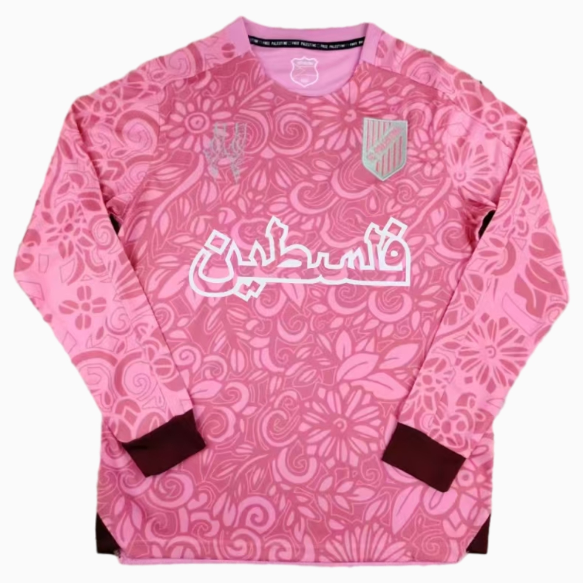 FC Palestina 23-24 Pink Patterned Long Sleeve Jersey with Arabic - Unitedfutballjersey