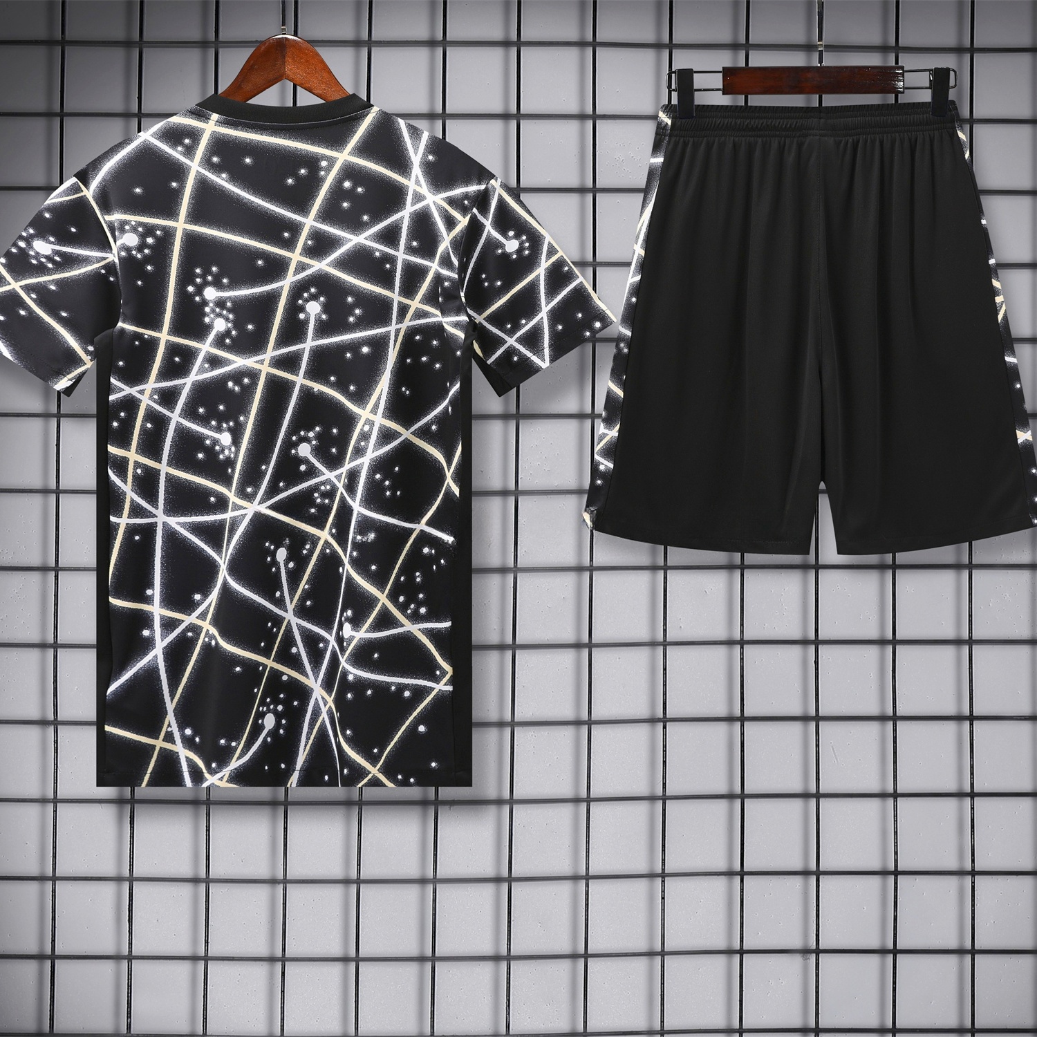 C.H.E.L.S.E.A 25-26 Short-Sleeve Training Set - Yellow Fluorescent Rays Black Top & Black Shorts - Unitedfutballjersey