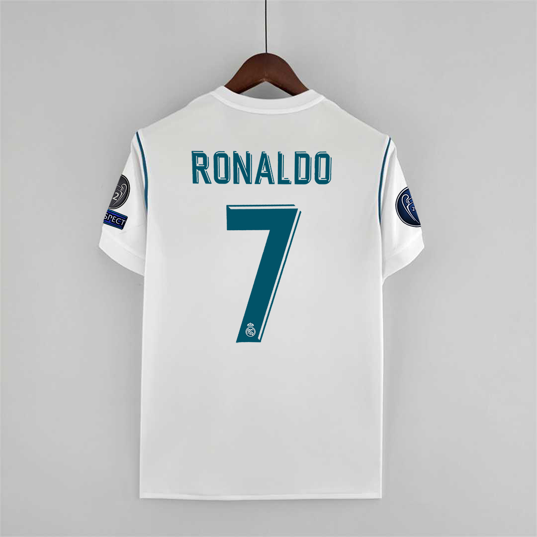 Retro Real Madrid 17-18 Home Jersey - with Champions League Final Final - Unitedfutballjersey