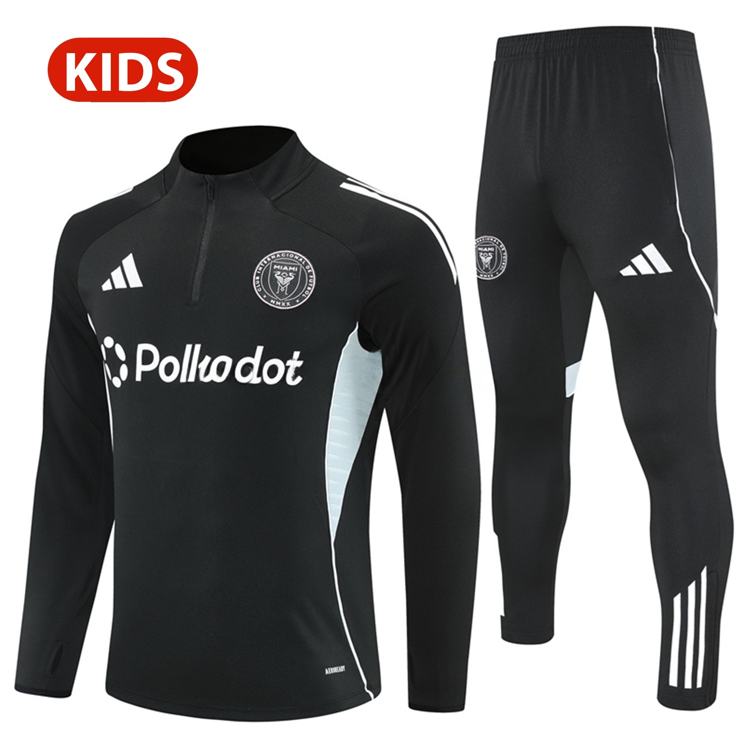 INT M.A.M 25-26 Kid Long Sleeves Training Set - Black Top & Black Pants - Unitedfutballjersey