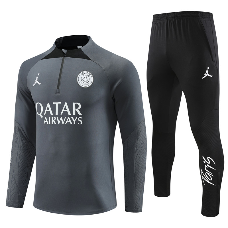 Paris Saint-Germain PSG 23-24 Kids Long Sleeve Training Set Deep Gray - Unitedfutballjersey