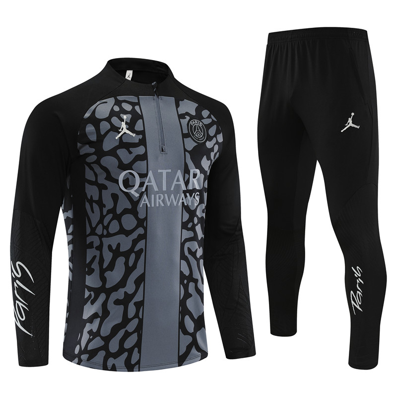 Paris Saint-Germain PSG 23-24 Long Sleeve Training Set -Gray Black - Unitedfutballjersey