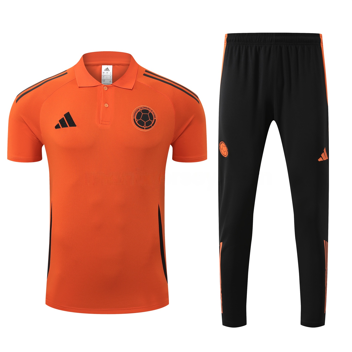 Colombia 25-26 POLO Short-Sleeve Training Set - Orange Top and Black Pants - Unitedfutballjersey