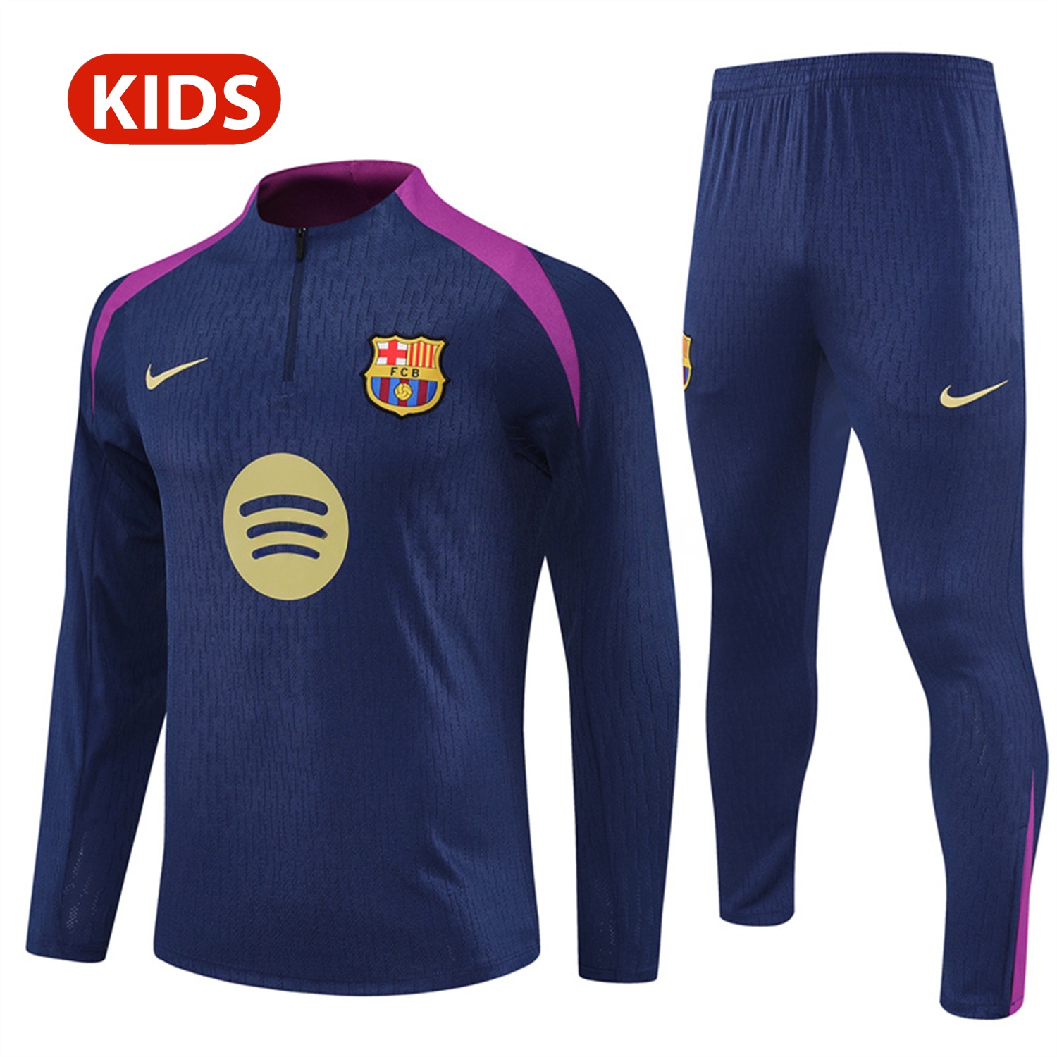 B.A.R.S.A 25-26 Kid Long Sleeves Training Set - Royal Blue Top & Royal Blue Pants - Unitedfutballjersey